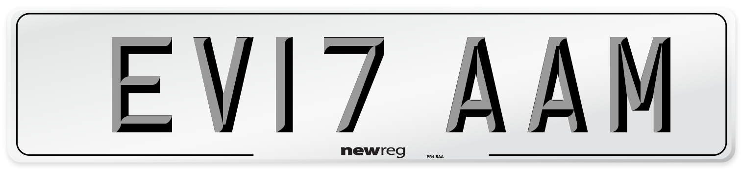 EV17 AAM Number Plate from New Reg